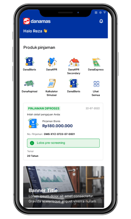 Layar pilihan peran di aplikasi Danamas